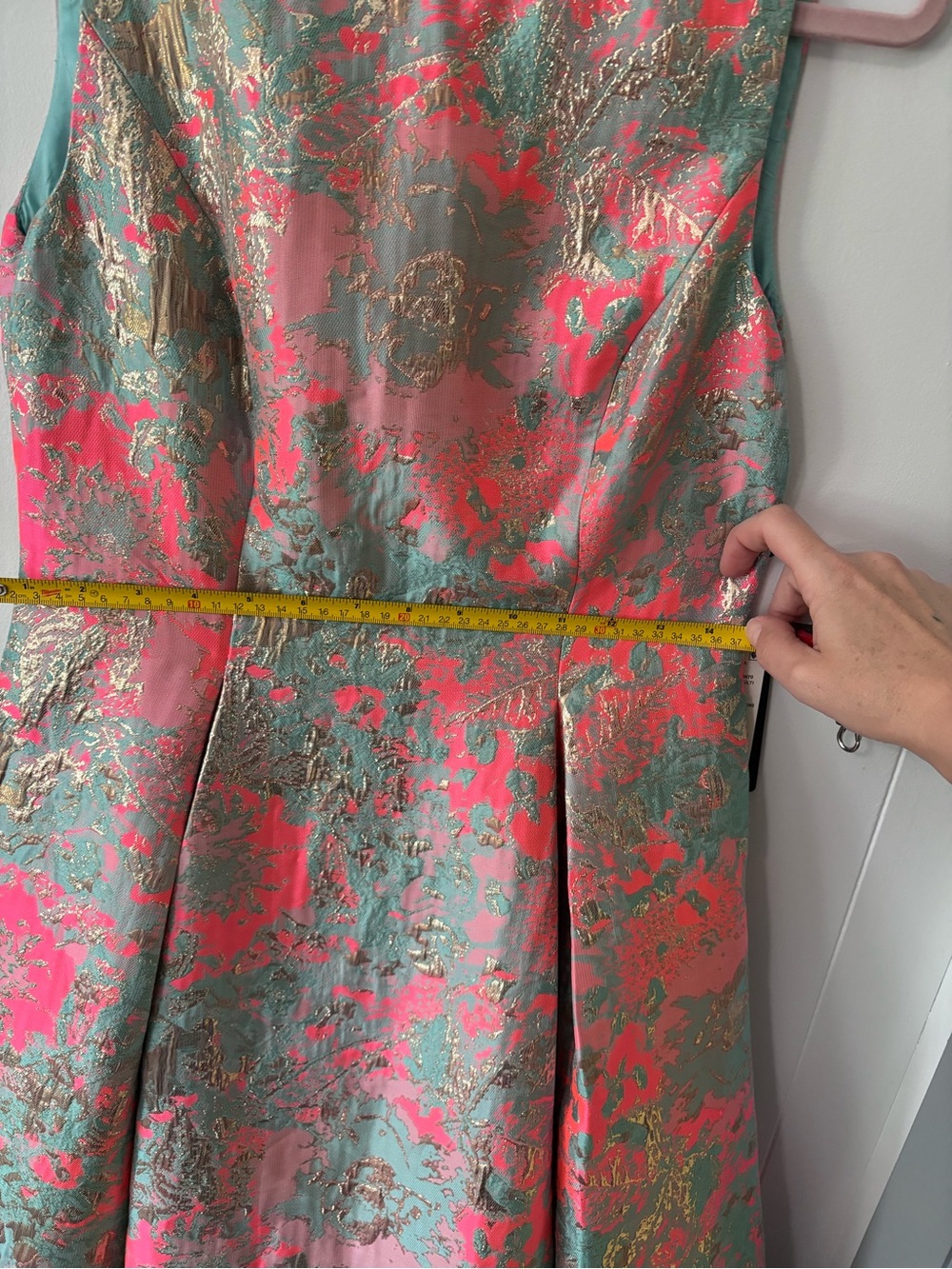 Adrianna Papell Pink/Teal/Gold Floral Brocade Dress Size 4 NWT - Picture 9 of 9